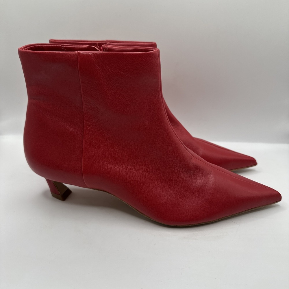 Gianni Bini booties 7 red leather Georgina pointed toe kitten heels new $140 - Picture 3 of 9